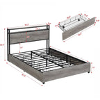 Struttura letto matrimoniale antica grigia con luci LED e contenitore – 1 posto letto