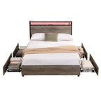 Struttura letto matrimoniale antica grigia con luci LED e contenitore – 1 posto letto