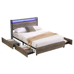 Struttura letto matrimoniale antica grigia con luci LED e contenitore – 1 posto letto