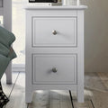 Comodino a 2 cassetti con gambe affusolate, Bianco/Grigio - Singolo