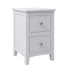 Comodino a 2 cassetti con gambe affusolate, Bianco/Grigio - Singolo