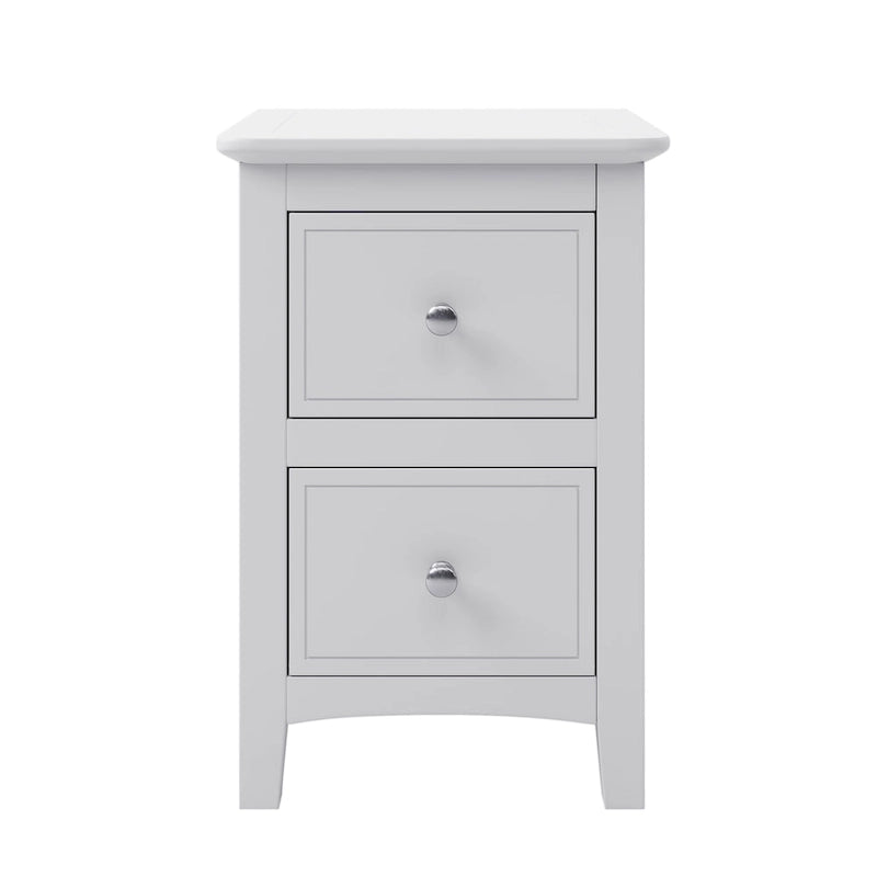 Comodino a 2 cassetti con gambe affusolate, Bianco/Grigio - Singolo
