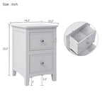 Comodino a 2 cassetti con gambe affusolate, Bianco/Grigio - Singolo