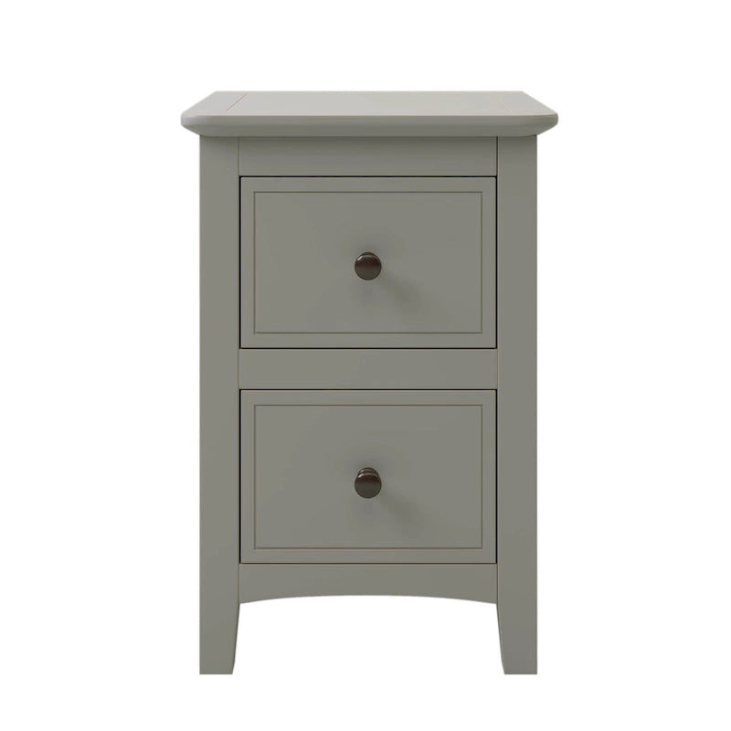 Comodino a 2 cassetti con gambe affusolate, Bianco/Grigio - Singolo