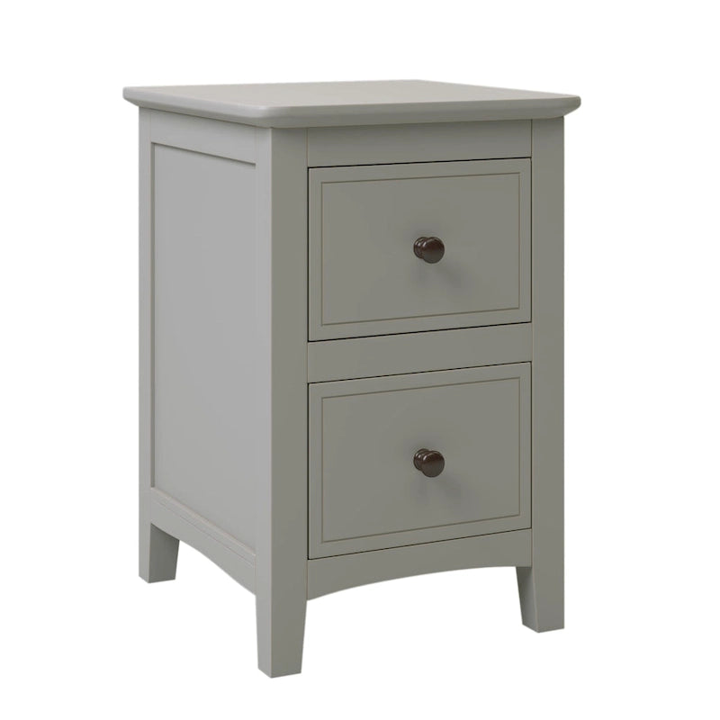 Comodino a 2 cassetti con gambe affusolate, Bianco/Grigio - Singolo