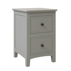 Comodino a 2 cassetti con gambe affusolate, Bianco/Grigio - Singolo