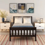 Letto a Piattaforma in Legno con Testiera e Pediera – Singolo, 1 Posto (Espresso / Bianco / Rovere)