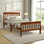Letto a Piattaforma in Legno con Testiera e Pediera – Singolo, 1 Posto (Espresso / Bianco / Rovere)