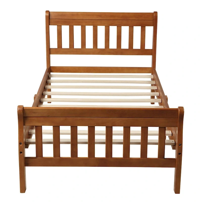 Letto a Piattaforma in Legno con Testiera e Pediera – Singolo, 1 Posto (Espresso / Bianco / Rovere)