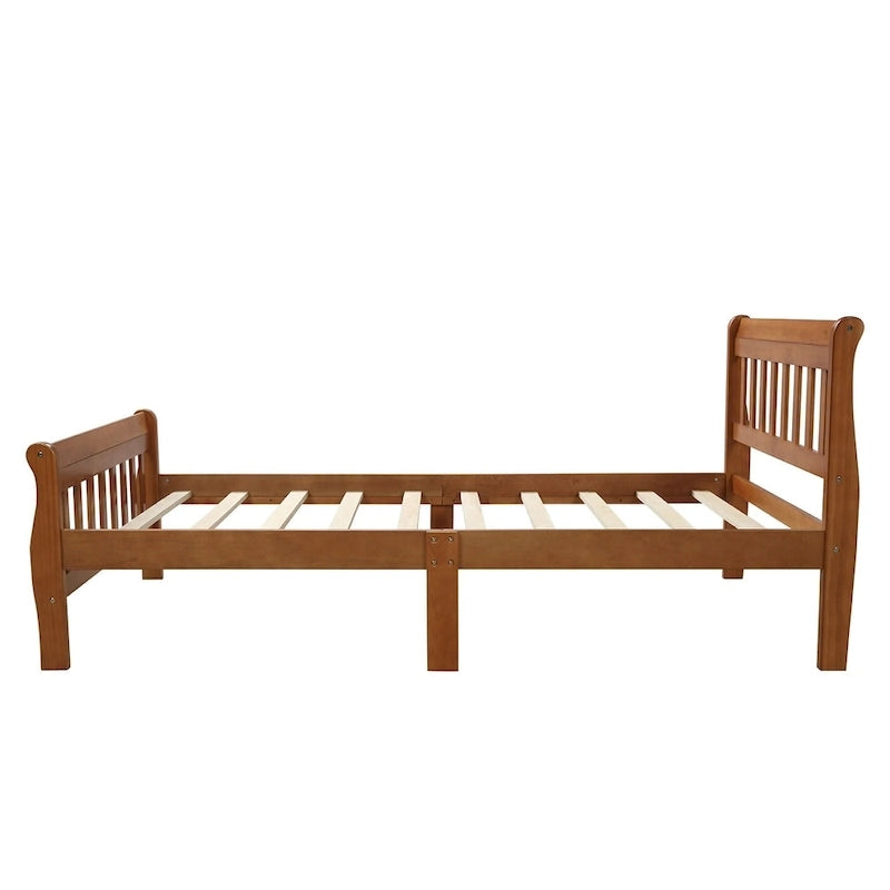 Letto a Piattaforma in Legno con Testiera e Pediera – Singolo, 1 Posto (Espresso / Bianco / Rovere)