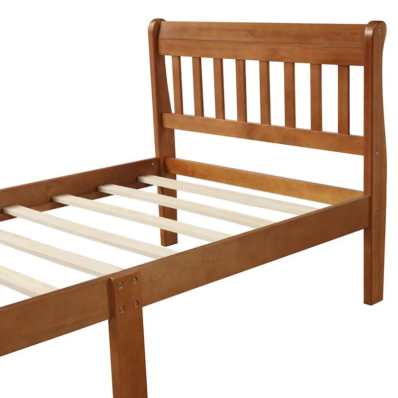 Letto a Piattaforma in Legno con Testiera e Pediera – Singolo, 1 Posto (Espresso / Bianco / Rovere)