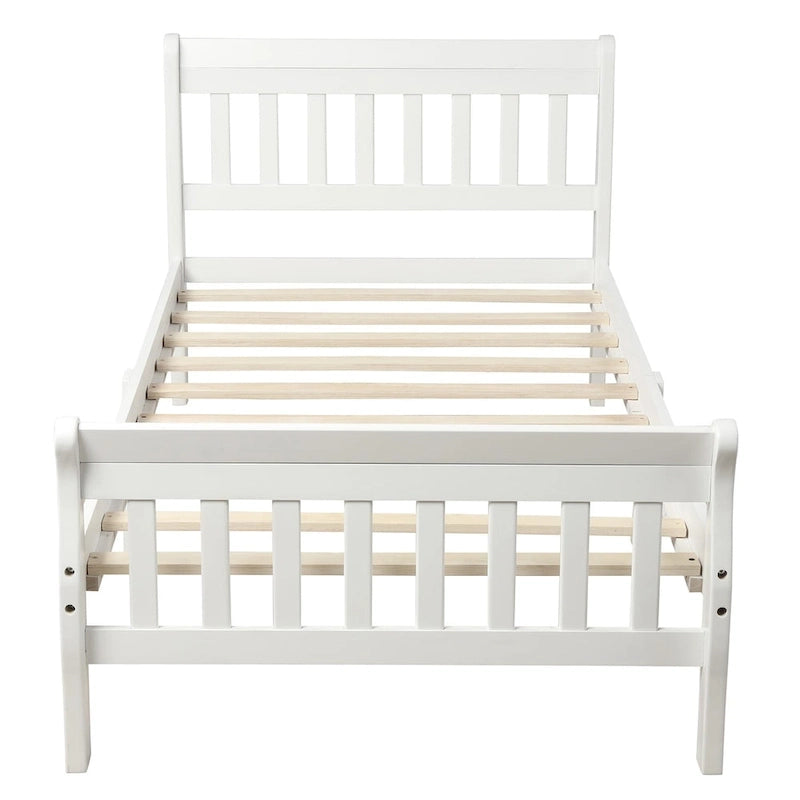 Letto a Piattaforma in Legno con Testiera e Pediera – Singolo, 1 Posto (Espresso / Bianco / Rovere)