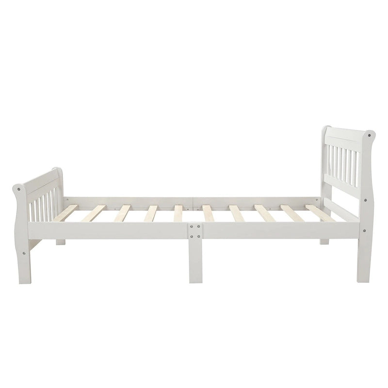 Letto a Piattaforma in Legno con Testiera e Pediera – Singolo, 1 Posto (Espresso / Bianco / Rovere)