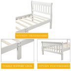 Letto a Piattaforma in Legno con Testiera e Pediera – Singolo, 1 Posto (Espresso / Bianco / Rovere)