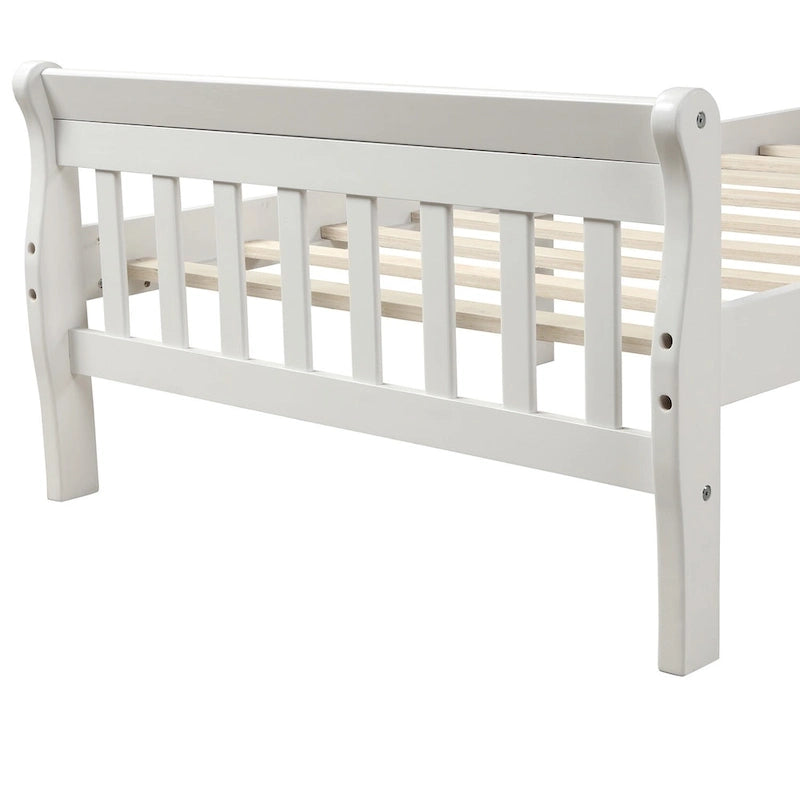 Letto a Piattaforma in Legno con Testiera e Pediera – Singolo, 1 Posto (Espresso / Bianco / Rovere)