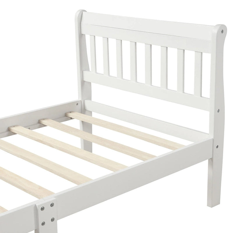 Letto a Piattaforma in Legno con Testiera e Pediera – Singolo, 1 Posto (Espresso / Bianco / Rovere)
