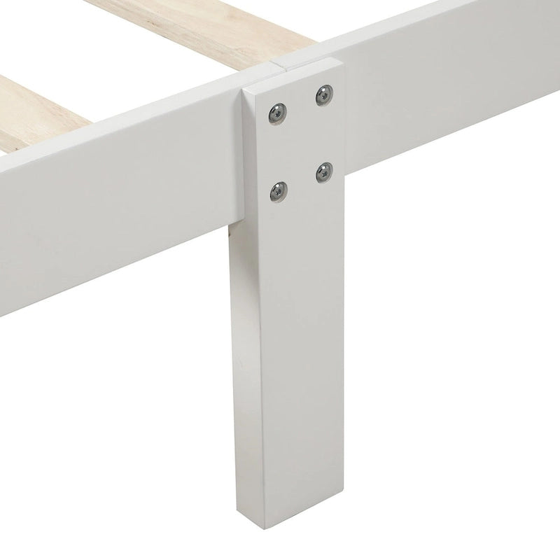 Letto a Piattaforma in Legno con Testiera e Pediera – Singolo, 1 Posto (Espresso / Bianco / Rovere)