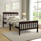 Letto a Piattaforma in Legno con Testiera e Pediera – Singolo, 1 Posto (Espresso / Bianco / Rovere)