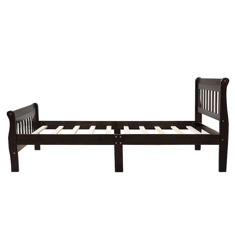 Letto a Piattaforma in Legno con Testiera e Pediera – Singolo, 1 Posto (Espresso / Bianco / Rovere)
