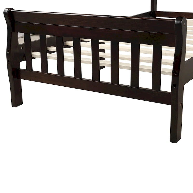 Letto a Piattaforma in Legno con Testiera e Pediera – Singolo, 1 Posto (Espresso / Bianco / Rovere)