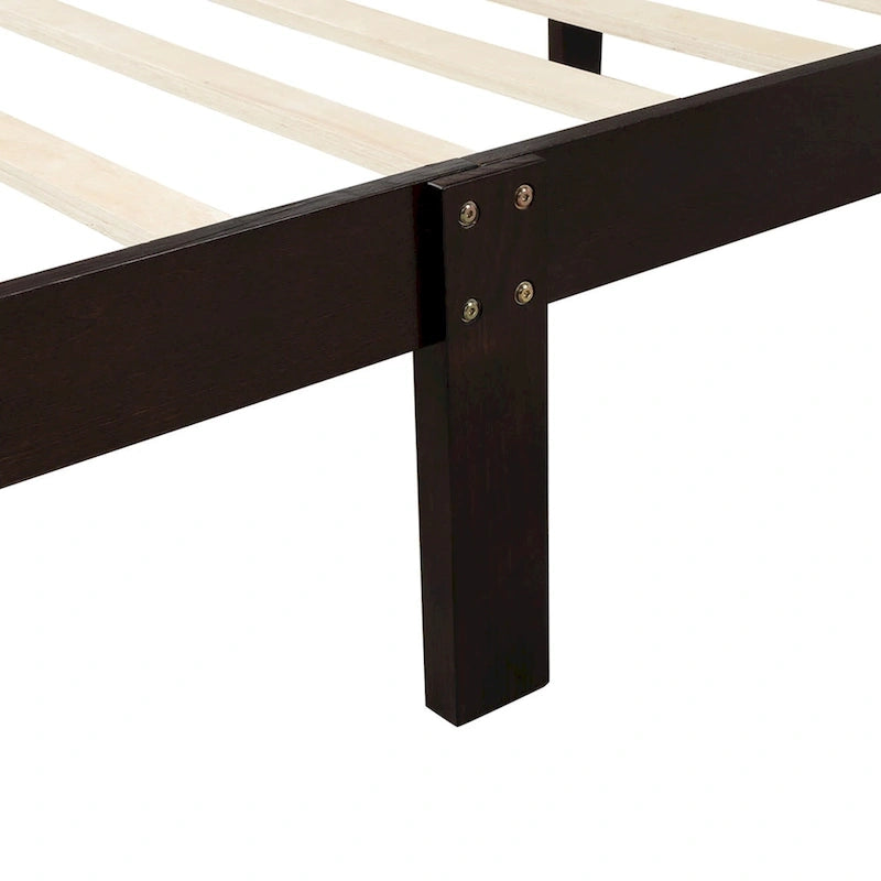 Letto a Piattaforma in Legno con Testiera e Pediera – Singolo, 1 Posto (Espresso / Bianco / Rovere)