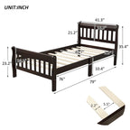 Letto a Piattaforma in Legno con Testiera e Pediera – Singolo, 1 Posto (Espresso / Bianco / Rovere)
