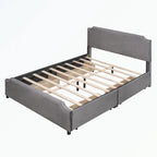 Letto a piattaforma imbottito capitonné grigio/verde/blu/beige con cassetti – 2 persone