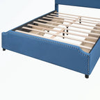 Letto a piattaforma imbottito capitonné grigio/verde/blu/beige con cassetti – 2 persone