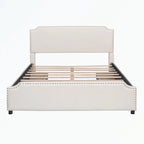 Letto a piattaforma imbottito capitonné grigio/verde/blu/beige con cassetti – 2 persone