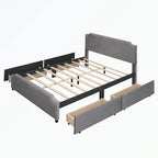 Letto a piattaforma imbottito capitonné grigio/verde/blu/beige con cassetti – 2 persone