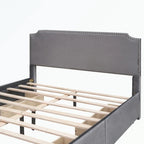 Letto a piattaforma imbottito capitonné grigio/verde/blu/beige con cassetti – 2 persone