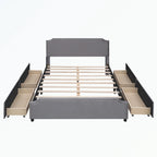Letto a piattaforma imbottito capitonné grigio/verde/blu/beige con cassetti – 2 persone