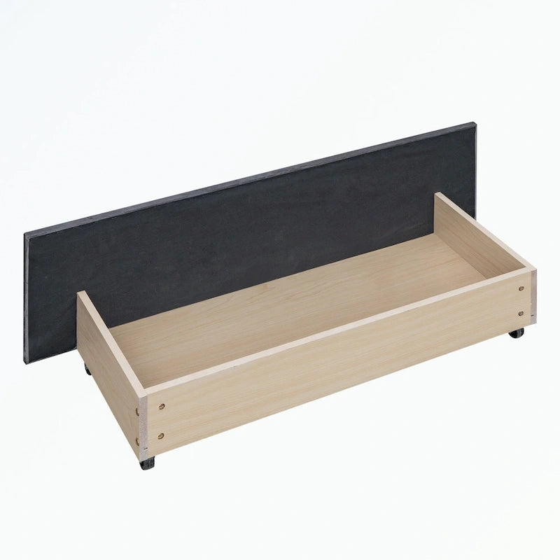 Letto a piattaforma imbottito capitonné grigio/verde/blu/beige con cassetti – 2 persone
