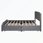 Letto a piattaforma imbottito capitonné grigio/verde/blu/beige con cassetti – 2 persone