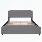 Letto a piattaforma imbottito capitonné grigio/verde/blu/beige con cassetti – 2 persone