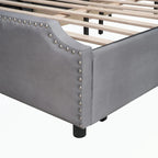 Letto a piattaforma imbottito capitonné grigio/verde/blu/beige con cassetti – 2 persone
