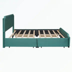 Letto a piattaforma imbottito capitonné grigio/verde/blu/beige con cassetti – 2 persone