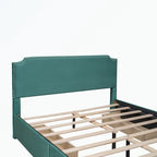 Letto a piattaforma imbottito capitonné grigio/verde/blu/beige con cassetti – 2 persone
