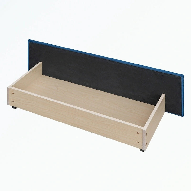 Letto a piattaforma imbottito capitonné grigio/verde/blu/beige con cassetti – 2 persone