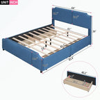 Letto a piattaforma imbottito capitonné grigio/verde/blu/beige con cassetti – 2 persone