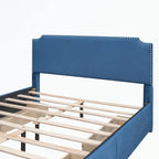 Letto a piattaforma imbottito capitonné grigio/verde/blu/beige con cassetti – 2 persone