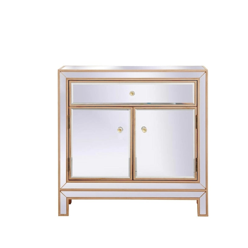 Mobiletto contenitore a specchio argento/oro – 3 ante, 1 cassetto, per 1 persona