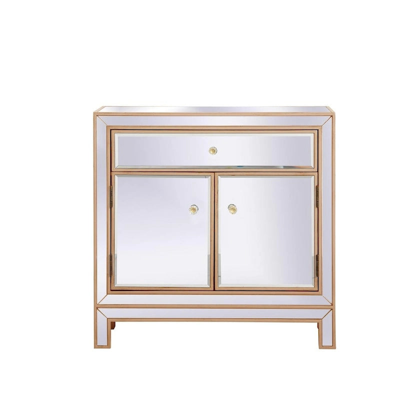 Mobiletto contenitore a specchio argento/oro – 3 ante, 1 cassetto, per 1 persona