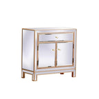 Mobiletto contenitore a specchio argento/oro – 3 ante, 1 cassetto, per 1 persona