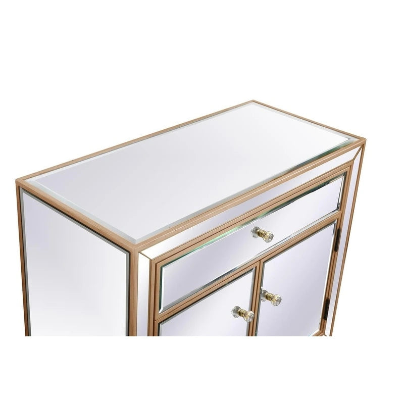 Mobiletto contenitore a specchio argento/oro – 3 ante, 1 cassetto, per 1 persona