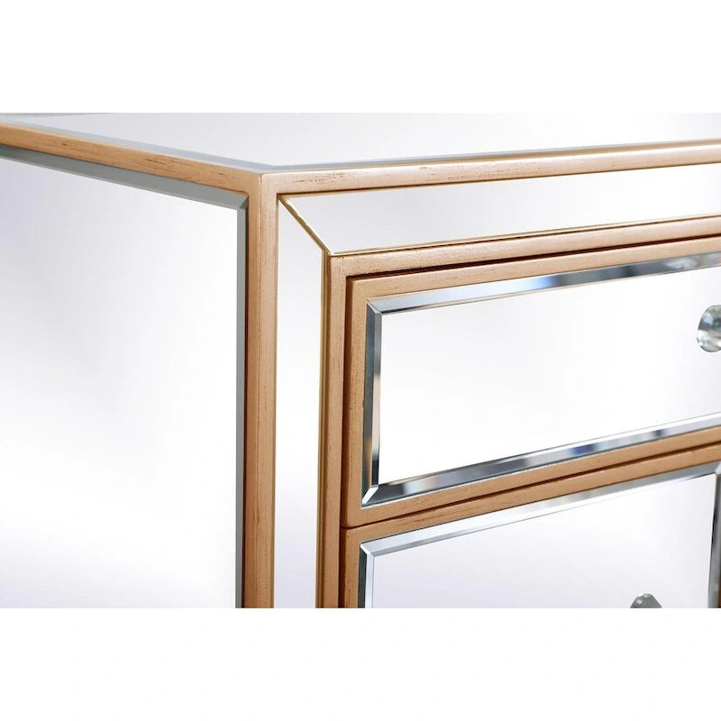 Mobiletto contenitore a specchio argento/oro – 3 ante, 1 cassetto, per 1 persona