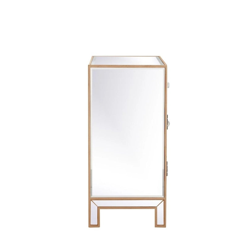 Mobiletto contenitore a specchio argento/oro – 3 ante, 1 cassetto, per 1 persona
