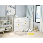 Comò fasciatoio a 6 cassetti grigio/bianco, convertibile per 1 bambino