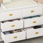 Comò fasciatoio a 6 cassetti grigio/bianco, convertibile per 1 bambino