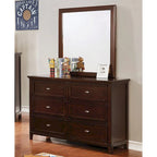 Comò a 6 cassetti in legno massiccio, stile transizionale, grigio/marrone ciliegio